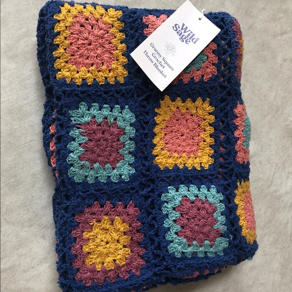 Wild Sage Granny Square Crochet Throw Blanket 50